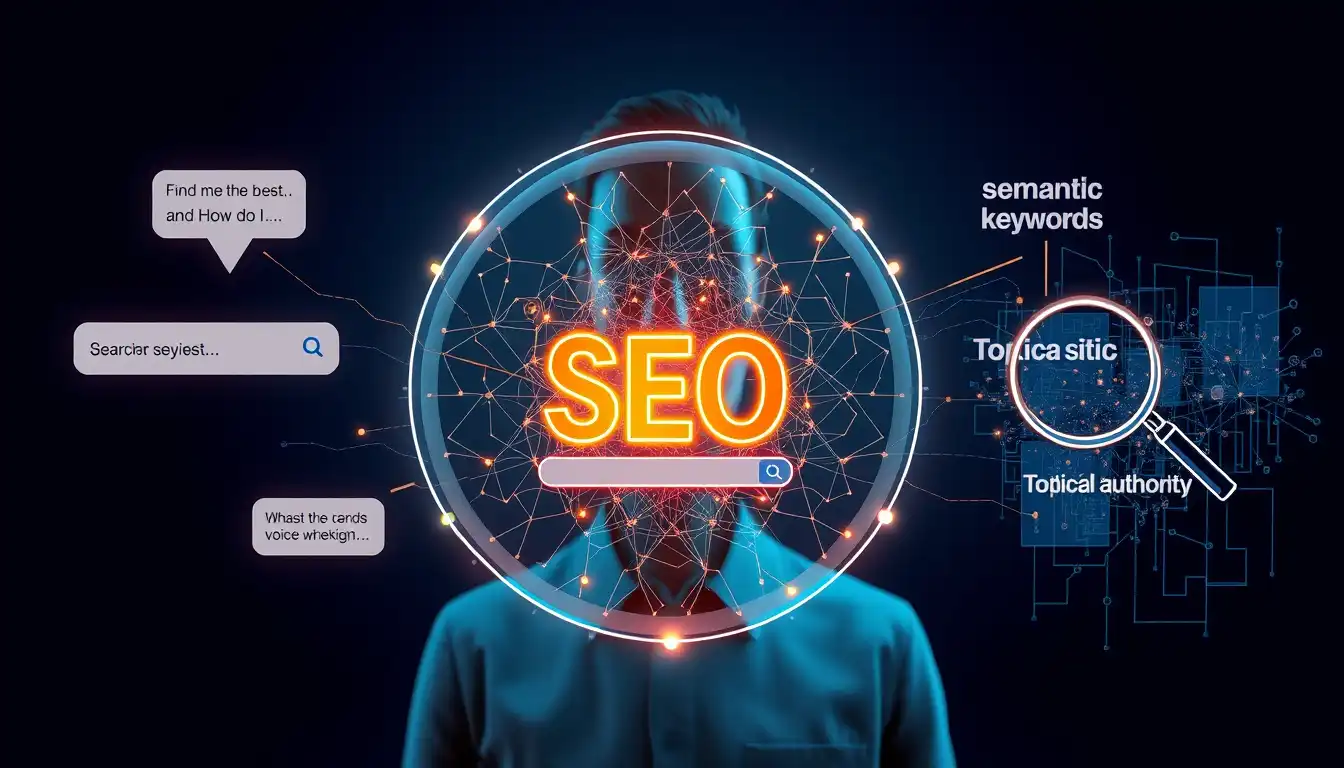 A futuristic dashboard showcasing how AI in Digital Marketing transforms business through a digital brain interface, real-time data analytics, and a rising ROI gra