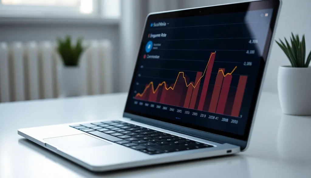 Alt Text: A blue digital bar chart displaying growth trends, featuring multiple vertical bars of varying heights that represent increasing data values or performance metrics over time.
